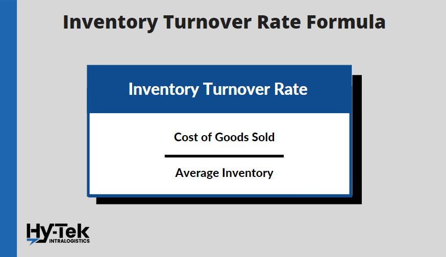 Inventory turnover rate formula: inventory turnover equals cost of goods sold divided by average inventory